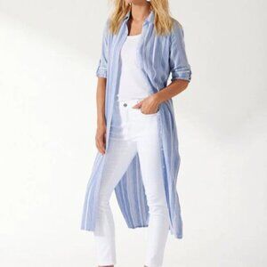 Tommy Bahama Just Beachy Blue Monday Stripe Midi Duster Dress